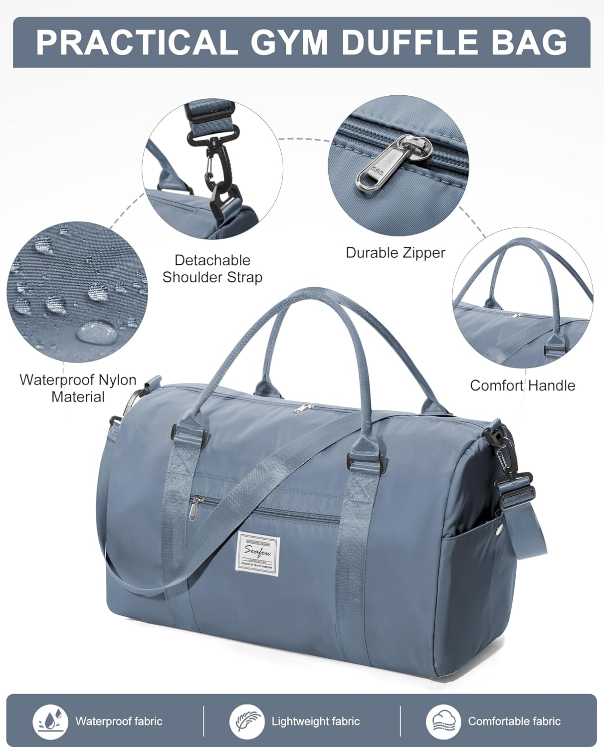 Gym Bag Womens Mens with Shoes Compartment and Wet Pocket Travel Duffel Bags for Women for Plane Sport Gym Tote Bag with Toiletry Bags Waterproof Weekend Overnight Carry on Bag Hospital Holdalls