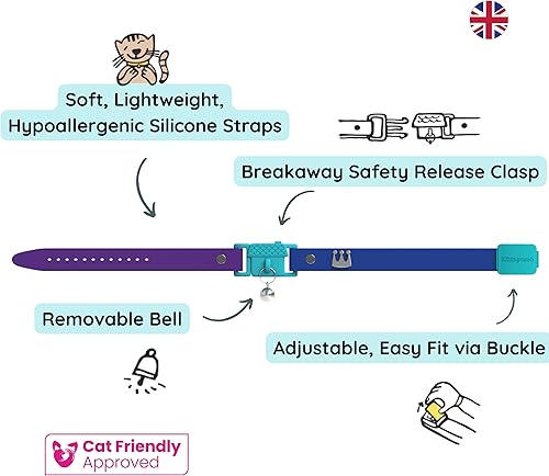 Miniatura 3 de Kittyrama Collar de gato Monte Carlo con campana. Collar separable. No frota la piel. Ligero, suave y cómodo