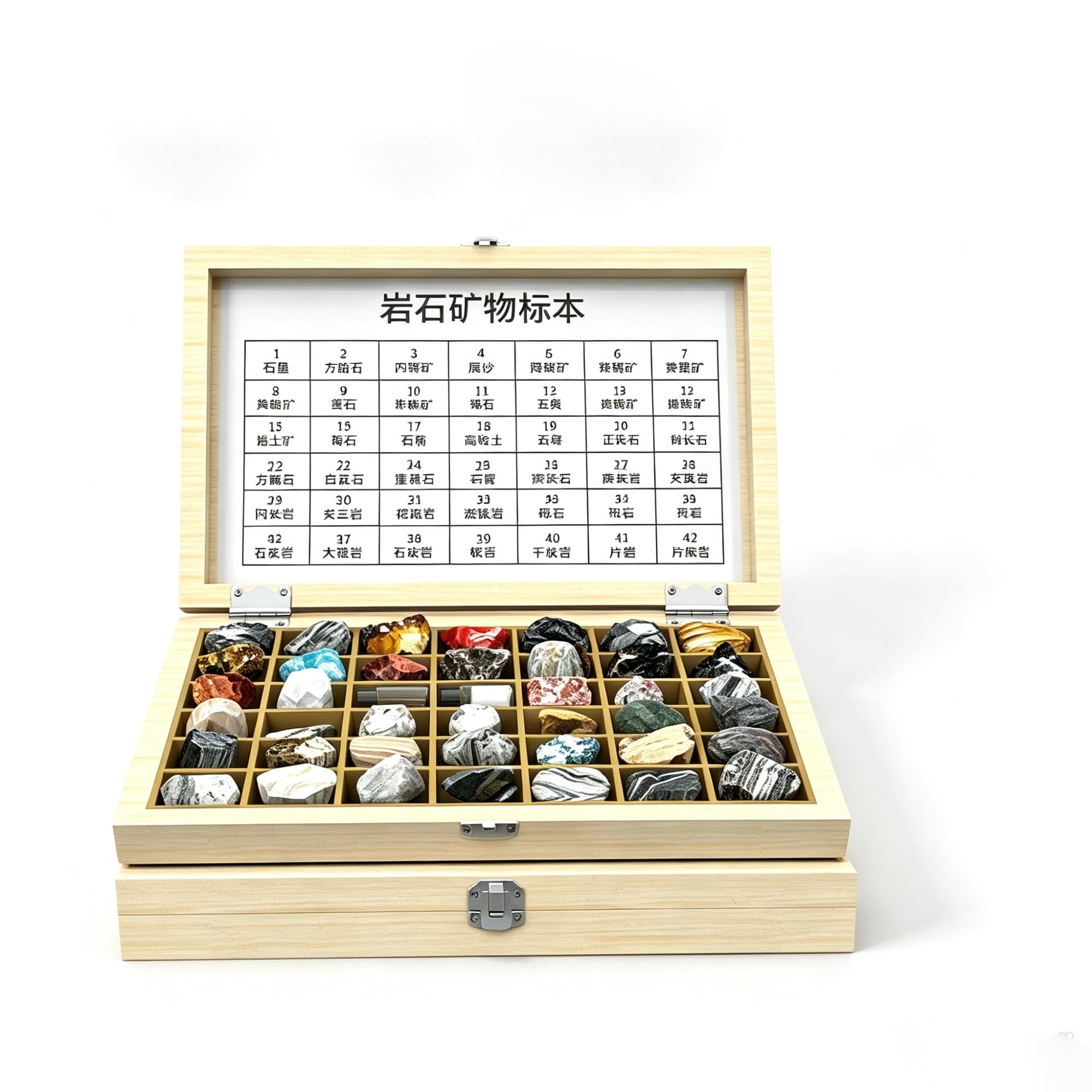 Metamorphic Rocks Display Box, Metamorphic Rocks Kit | Gesteinsproben-Ausstellungsset For Sammlungs- Und Bildungszwecke, For Erlernen Des Studiums Der Geologie(42)