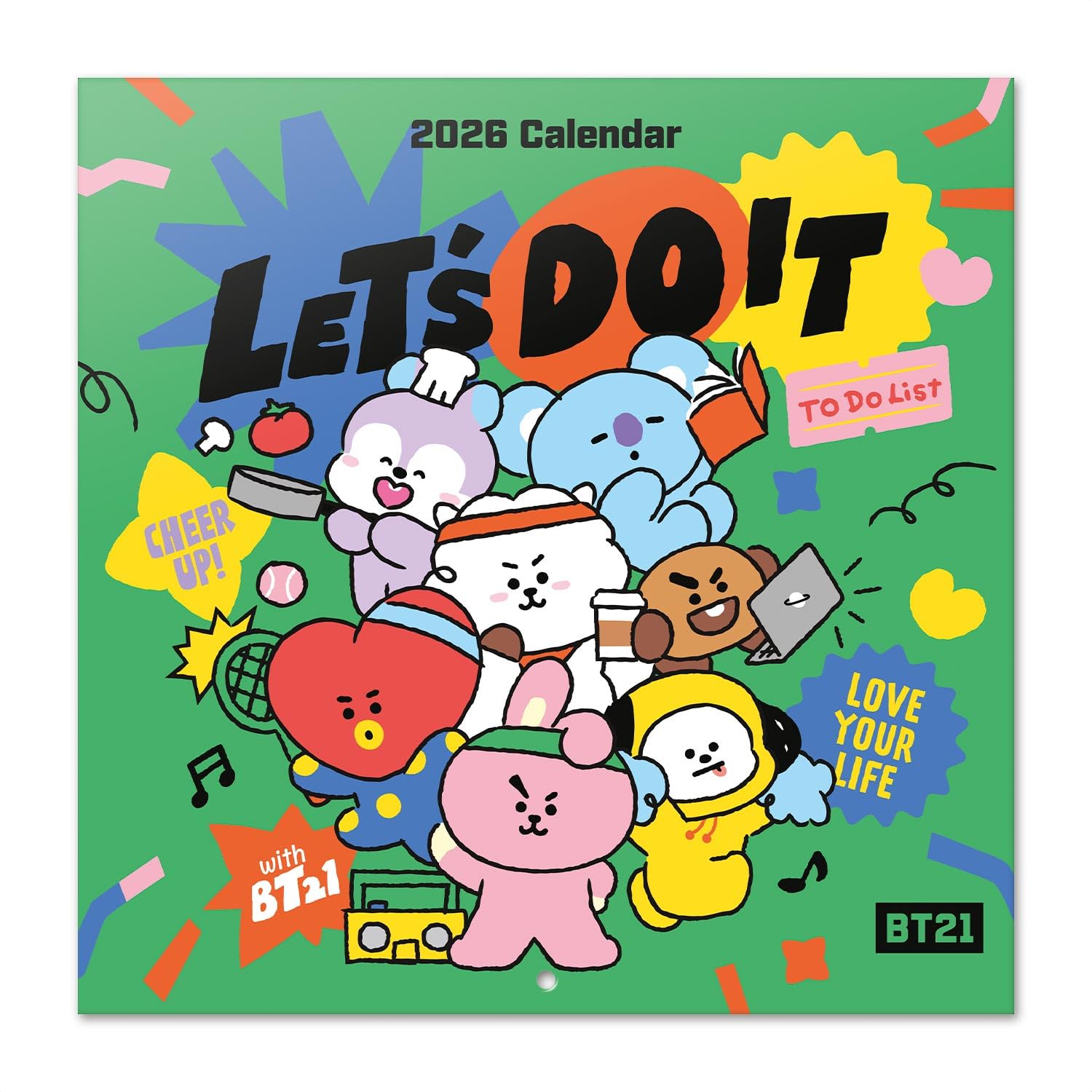 Grupo Erik Wall Calendar 2026 - BT21 Calendar 2026 | Square 30 x 30 cm - 12 x 12 inches Wall Planner, Family Planner Month To View | Kawaii Gifts, Kawaii Stuff, BT21 Gifts For Friends