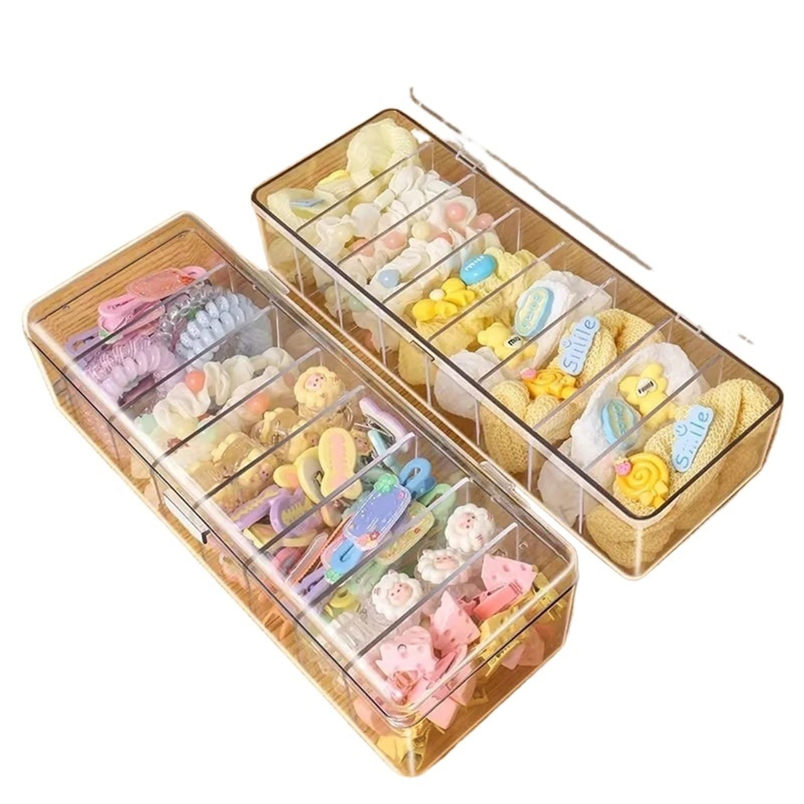 WEQYFDC Hair Tie Organizer Box Hair Accessory Storage Box, Hair Clips Barrettes Rubber Bands Headbands Organizer