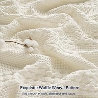 Vista 70 de PHF Fundas de almohada 100% algodón con tejido de gofre de 24 x 24 pulgadas, paquete de 2 fundas cuadradas para decoración elegante del hogar, sin