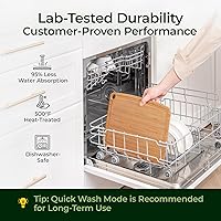 Vista 2 de Tablas de cortar de bambú aptas para lavavajillas, tabla de cortar de madera duradera y ligera para cocina ocupada, fácil almacenamiento y limpieza