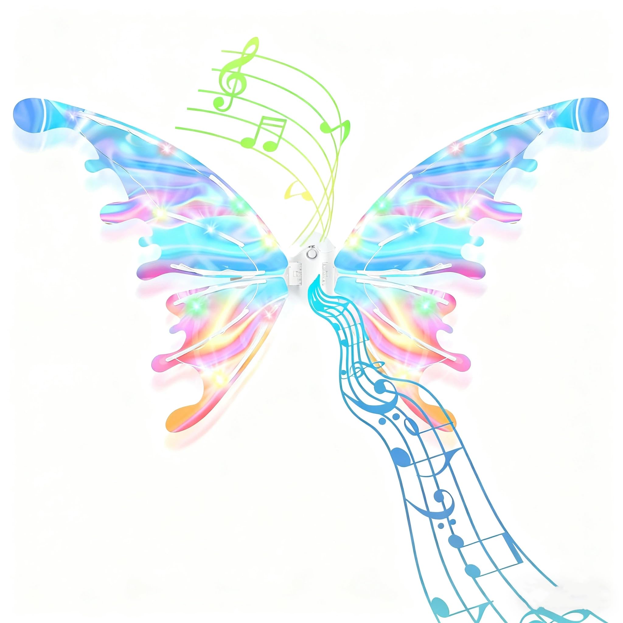 Alaoo Electric Fairy Wings, Kids Butterfly Glowing Wings with LED Lights, Cosplay Costumes Wing for Kids, Butterfly Toy for Girls Fancy Dress-up, Halloween, Christmas, Cosplay Party, Birthdays