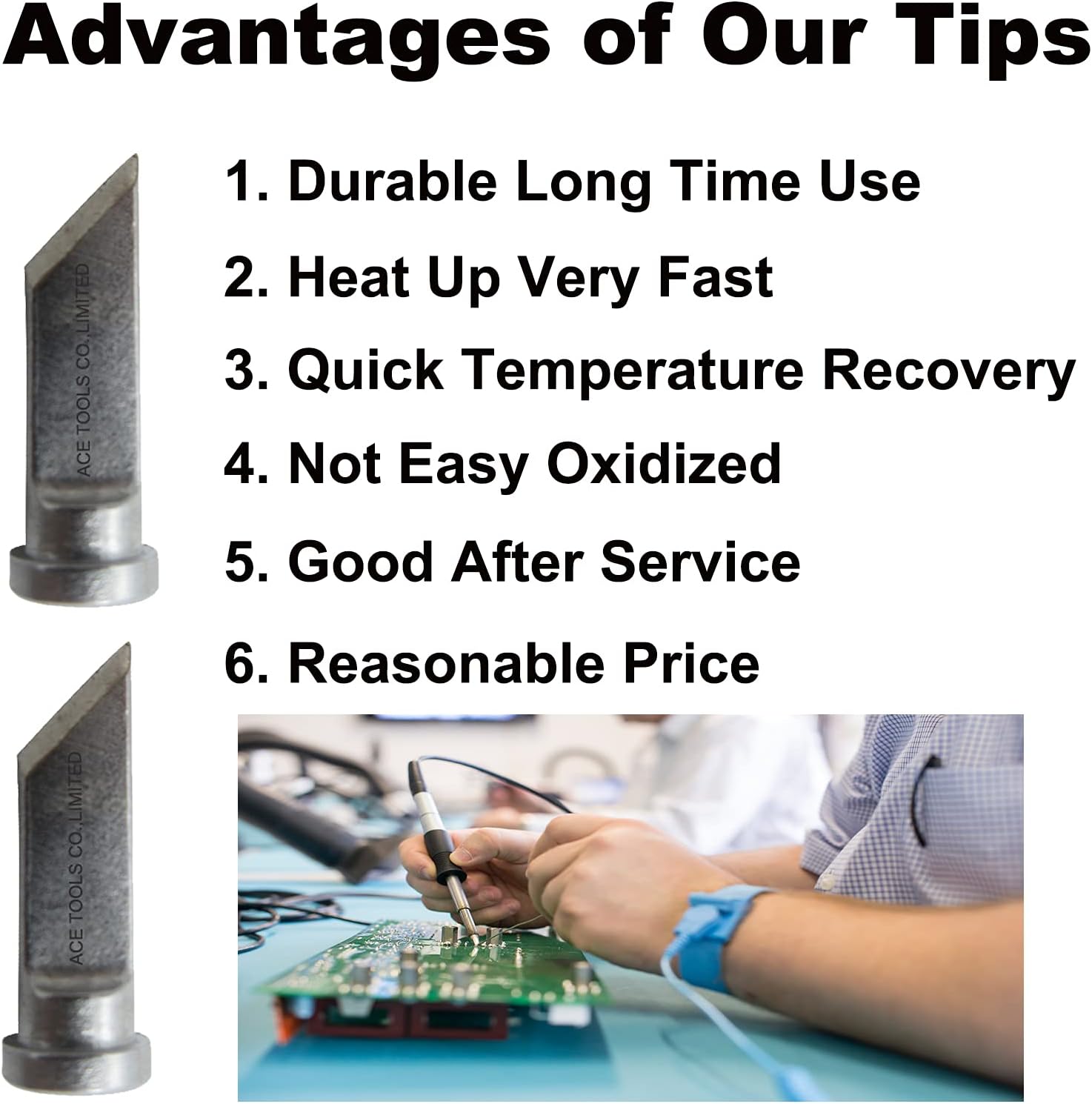 LTKN Knife 0.059" / 1.5mm Soldering Tip for WXP80 WSP80 WP80 WP120 MPR PE75 TCPS WSFP8 WD1000 WSD81 WSD121 WR2002 WR3000M WS81 WD2000 ACE Brand Solder Iron Tips (20)