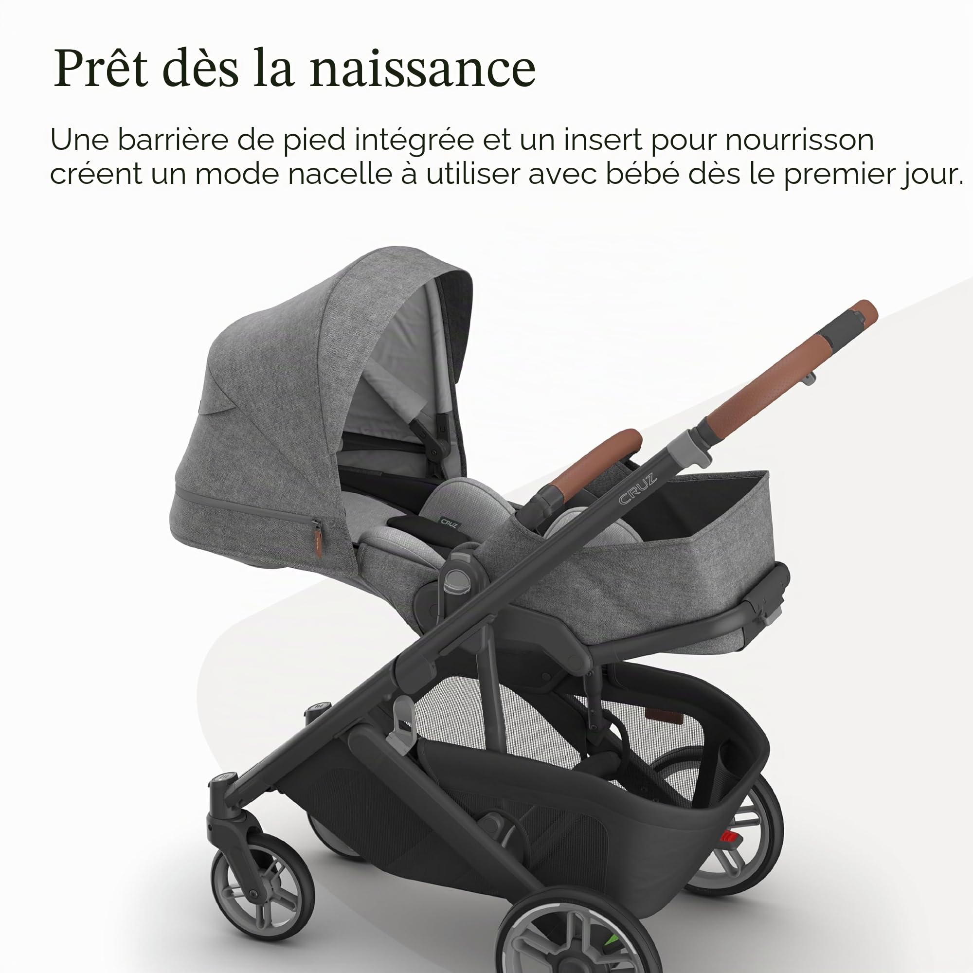 UPPAbaby Cruz V3 Poussette – Compatible avec les sièges auto et dès la naissance – Siège réversible – Insert pour bébé, pare-insectes et pare-pluie inclus – Greyson (mélange anthracite/cadre carbone