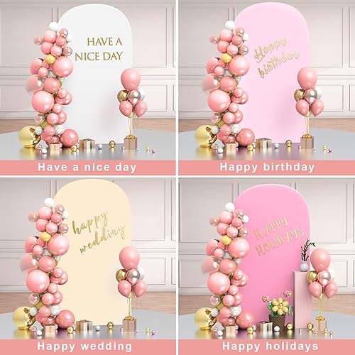 Miniatura 9 de Funda ajustable para arco de boda de 7.2 pies, tela de elastano rosa adecuada para soporte de arco de boda, cumpleaños, fiesta, decoración de arco