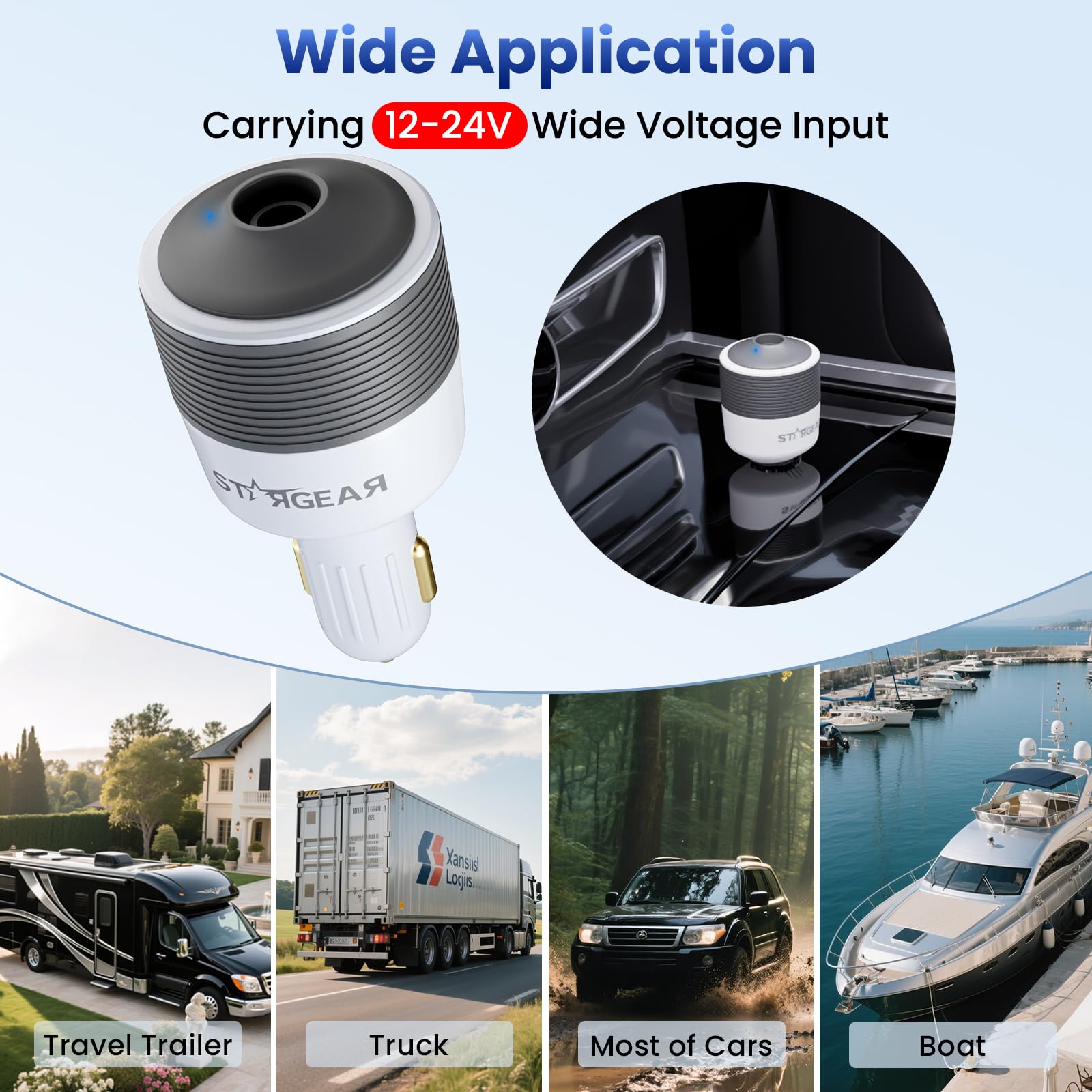 Starlink, mini adattatore per auto da 12 V a 24 V CC, convertitore step up con adattatore per accendisigari da 60 W, adattatori Starlink mini 12 V, supporta 16 AWG 30 m, ideale per camper