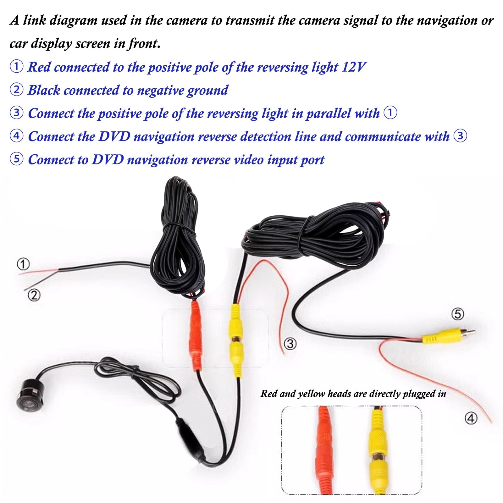Câble d'extension de caméra de recul Fil de caméra de secours de câble Câble d'extension de caméra de recul Fil de caméra de secours de câble
