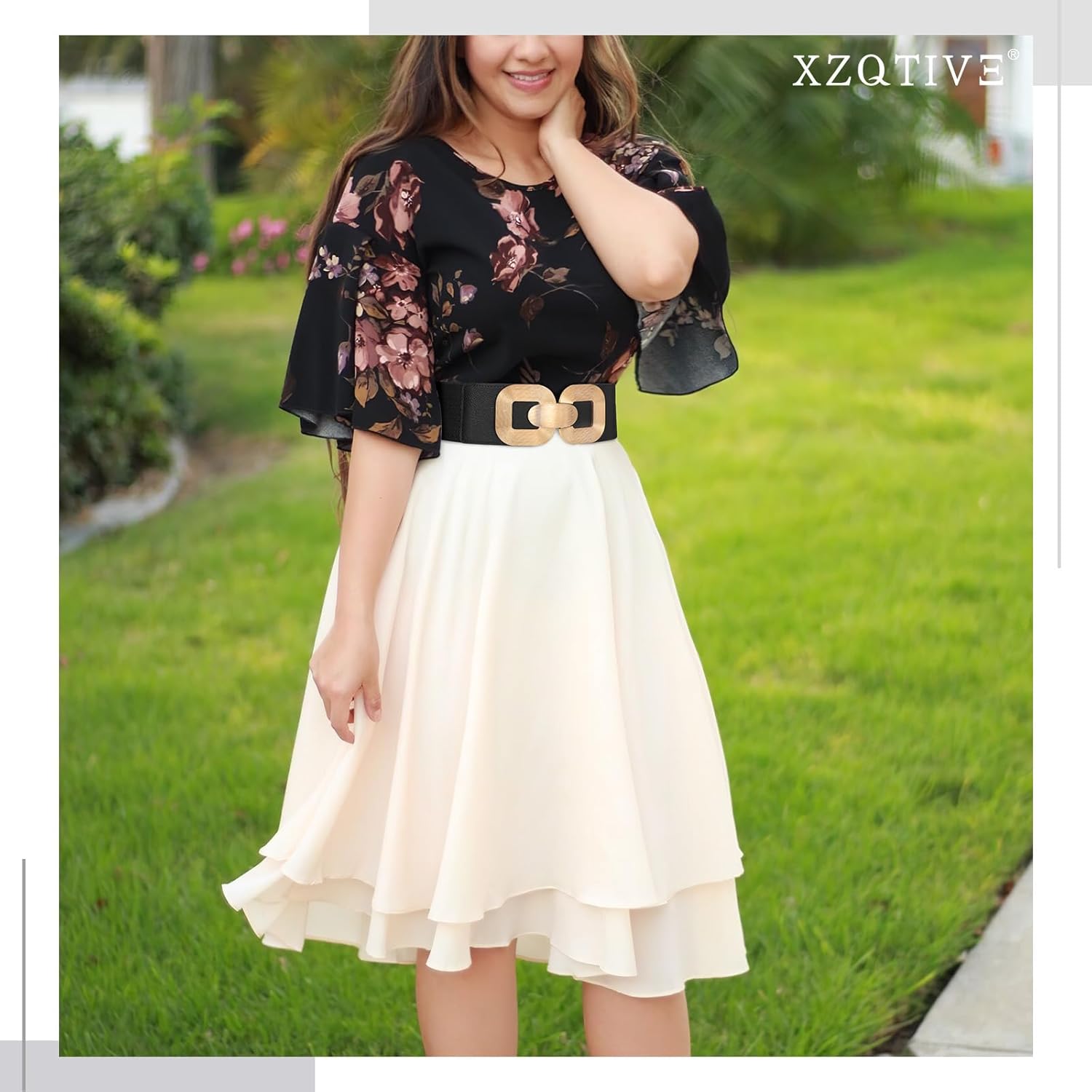 XZQTIVE Women Wide Elastic Belts for Dress Fashion Stretchy Waist Belts for Ladies with Gold Buckle - Image 6