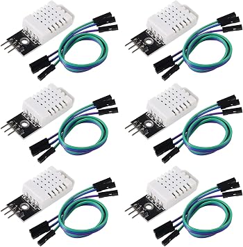 6PCS DHT22/AM2302 Digital Temperature and Humidity Sensor Module 3Pin Temperature Humidity Monitor Sensors Replace SHT11 SHT15 Module with Cable for Arduino Electronic Practice DIY