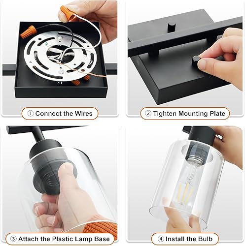 Miniatura 8 de Luminaria de riel, moderna lámpara de cocina con pantalla de cristal, luces LED giratorias de 2 luces, apliques de pared semiempotrados para