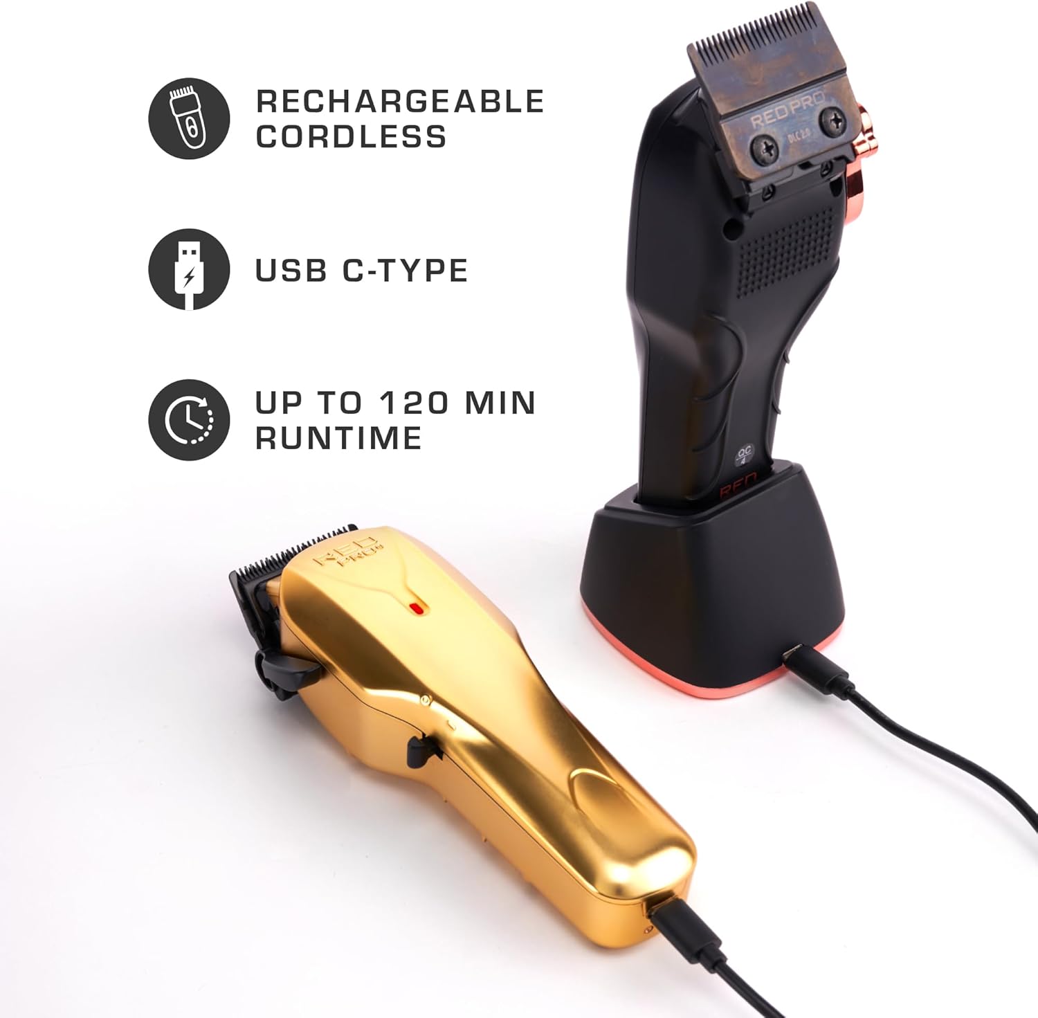 RED Pro Professional Cordless Hair Clipper for Men and Grooming Pouch