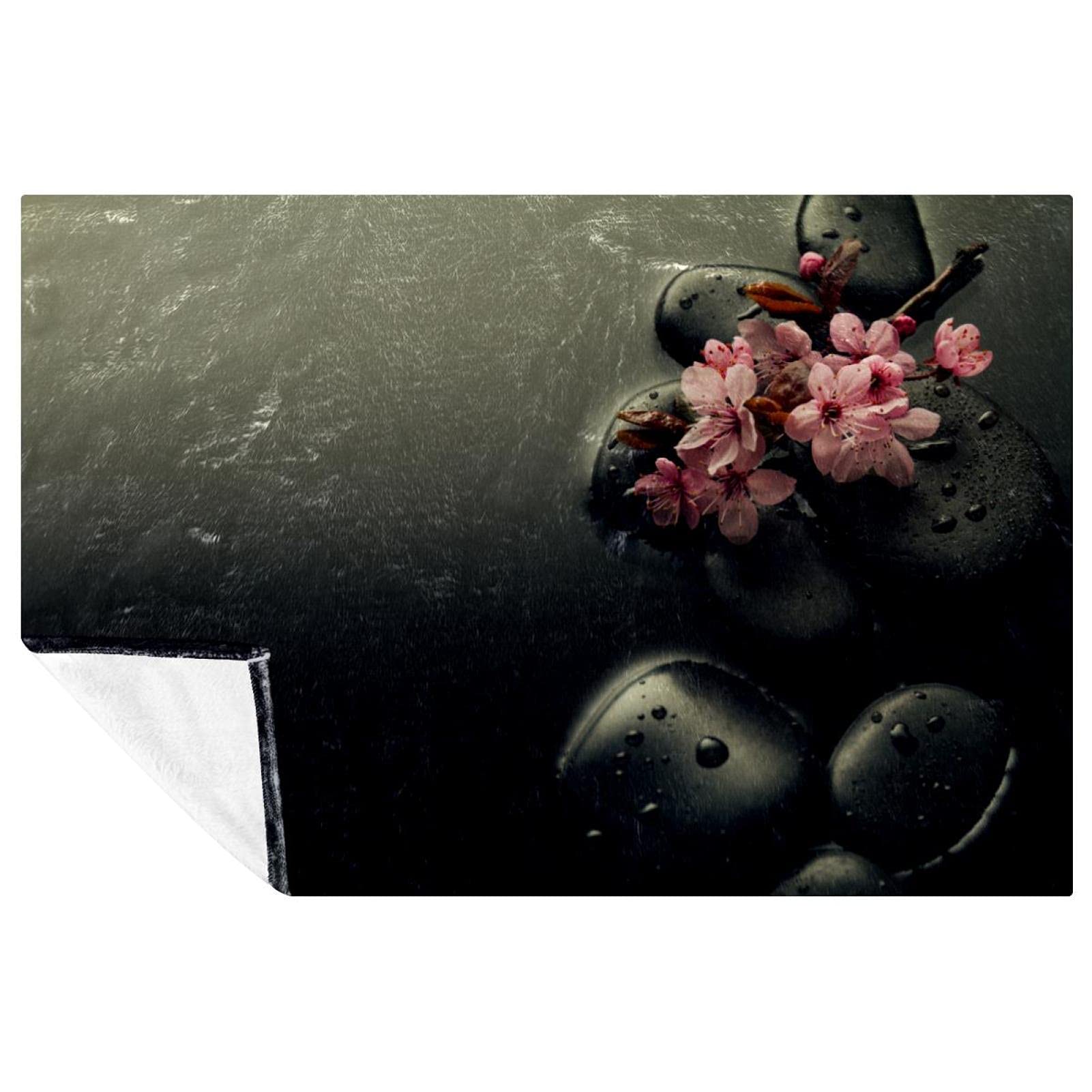 Couverture chaude pour canapé et lit douce motif fleurs roses noires 150x100