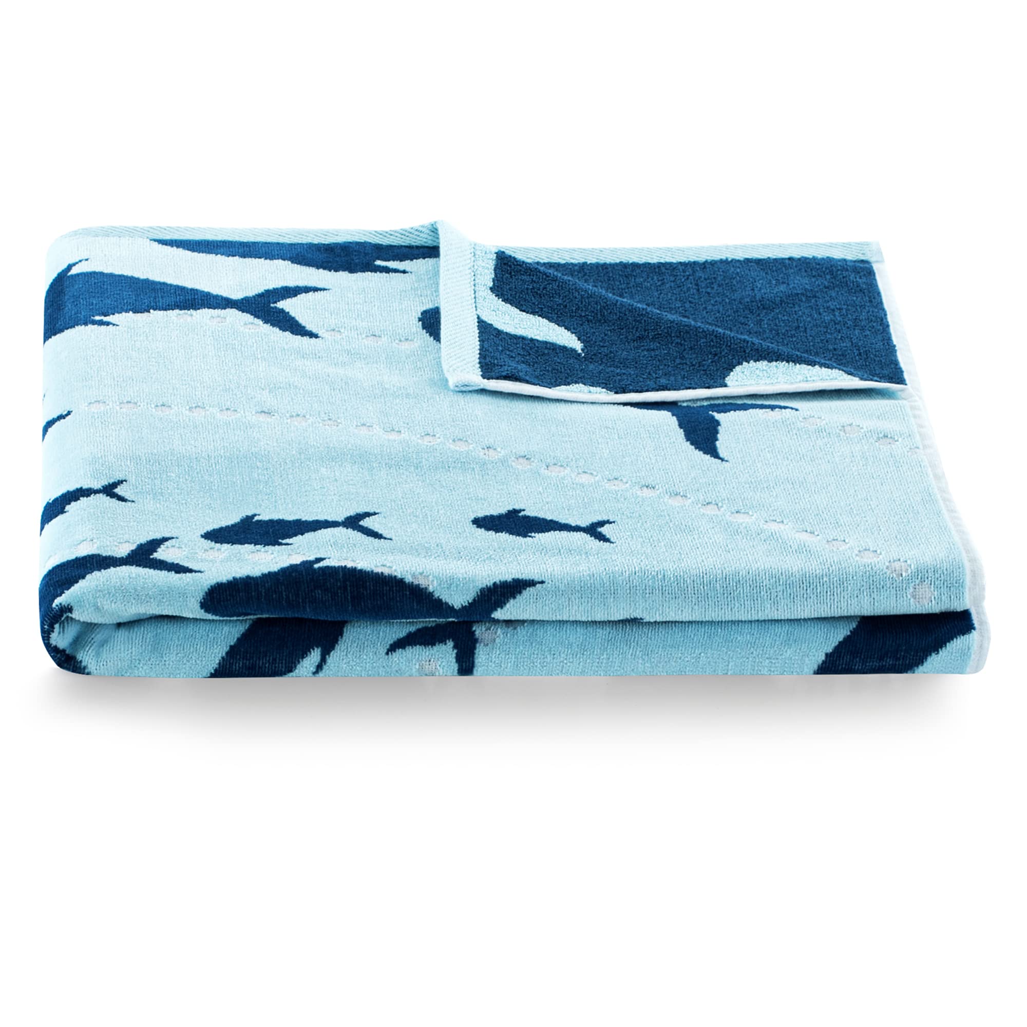 Telo Mare DecoKing 90x180cm - Spugna E Velluto, Motivo Tartaruga, Blu E Bianco - Foto 11