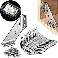 Bxbdcha 20PCS Stainless Steel L Brackets - Heavy Duty Corner Braces for Wood Furniture, Shelves, Cabinets, DIY Projects