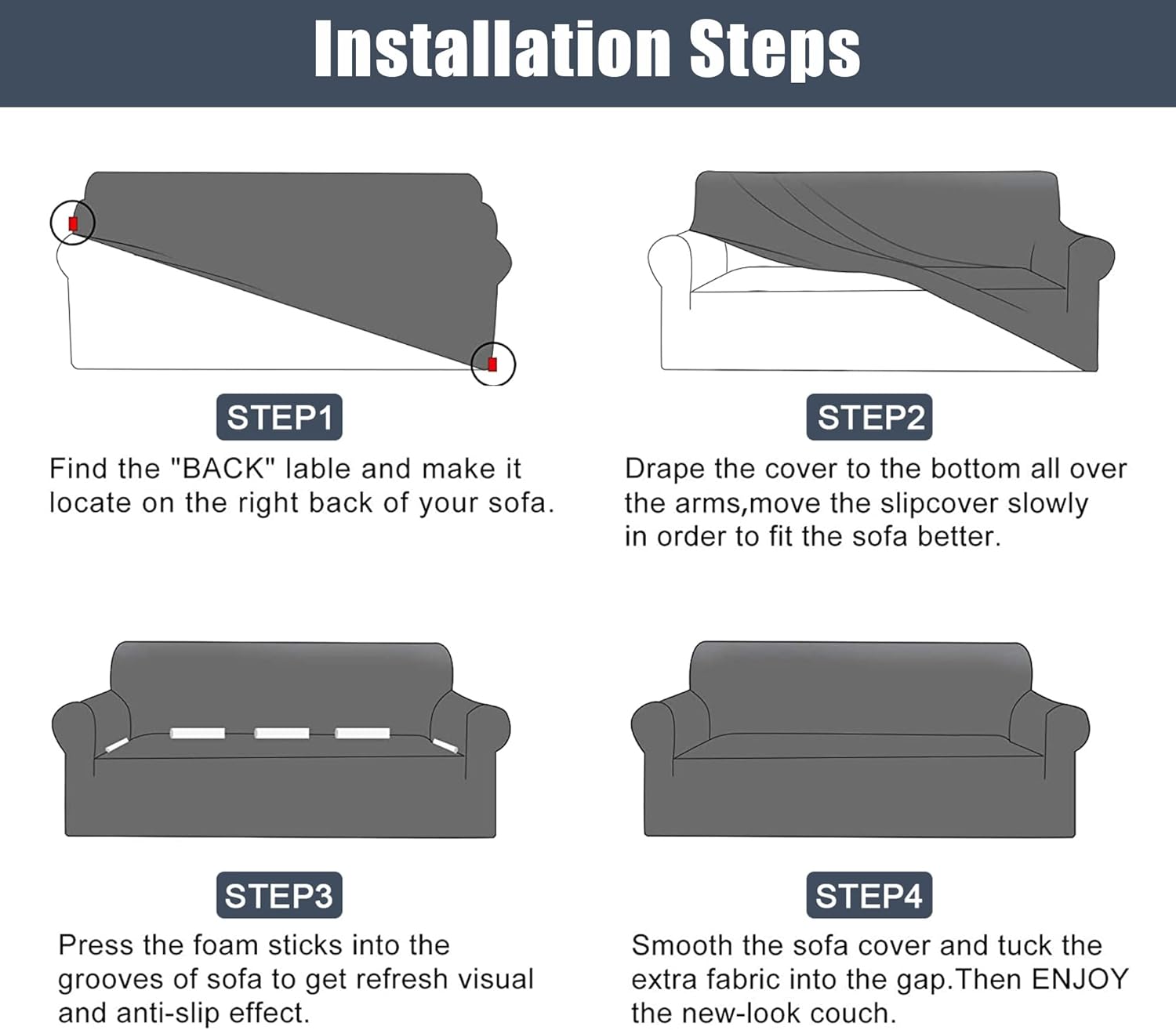 CONRUSER Stretch Sofa Slipcover, Waterproof Couch Cover Soft Sofa Covers Furniture Protector with Elastic Bottom for Kids, Pets (Aqua, L)