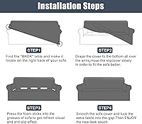 Vista 7 de Funda elástica para sofá, resistente al agua, funda de sofá suave, protector de muebles con parte inferior elástica para niños, mascotas (Aqua, S)