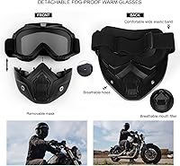 Vista 2 de Gafas de montar para casco de motocicleta con máscara facial extraíble, gafas cálidas desmontables a prueba de niebla, filtro de boca ajustable
