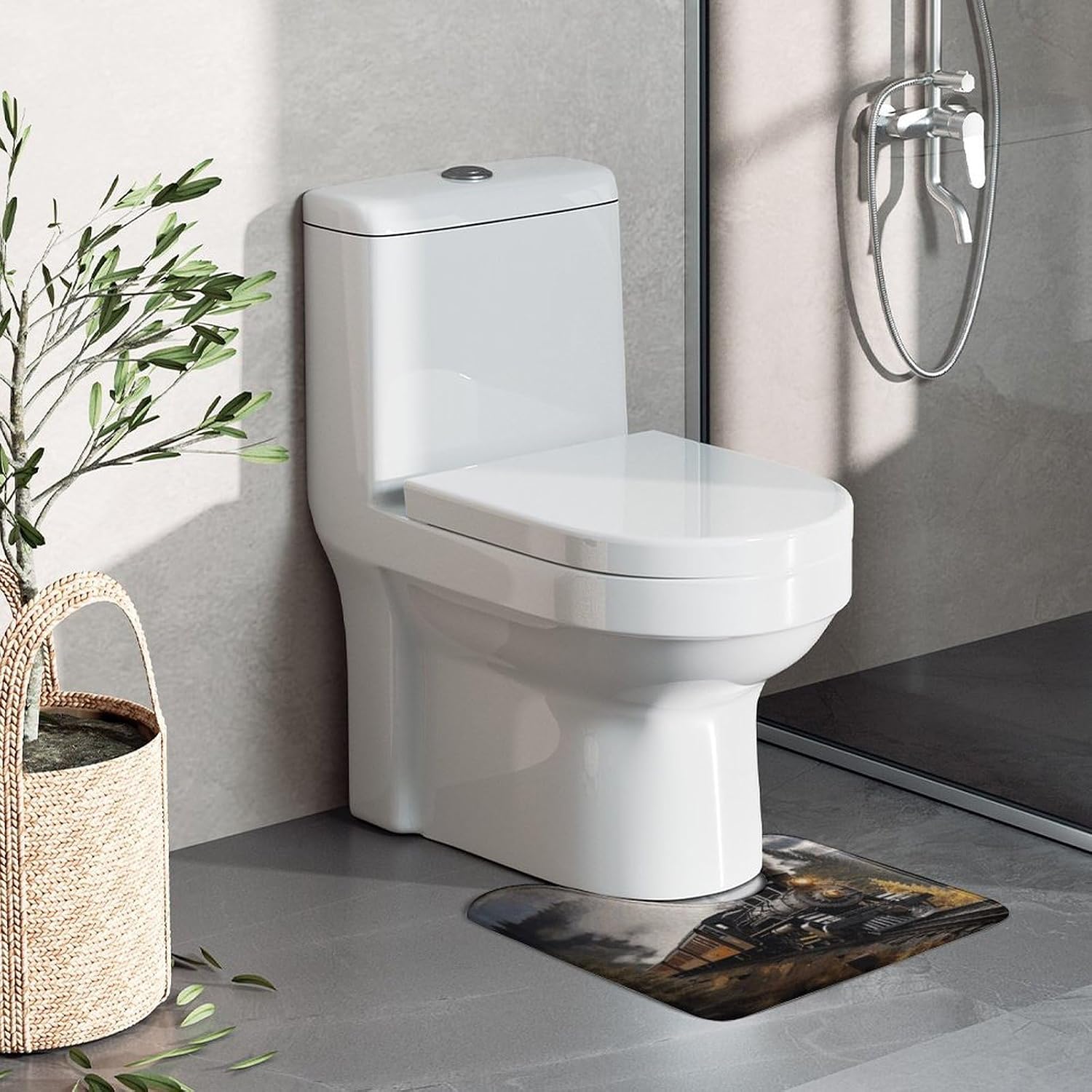 Steam Train U-Shaped Toilet Rug Absorbent Bathroom Mat image 5