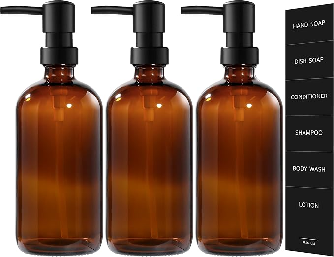 Amber Glass Soap Dispenser