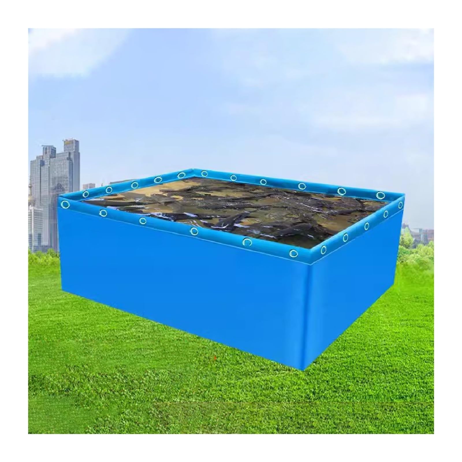Bassin à poissons pliable 0,8x2m en toile bâche étanche pour élevage