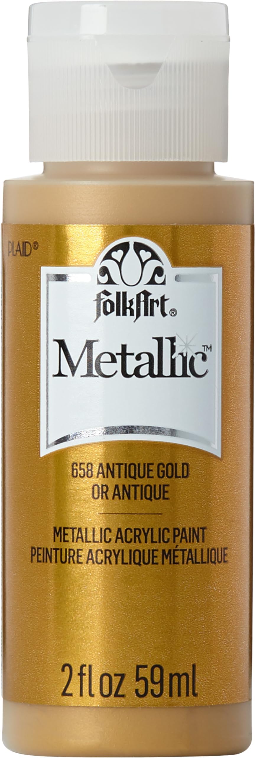 FolkArt Metallic Acrylic Paint in Assorted Colors (2 oz), 658, Antique Gold