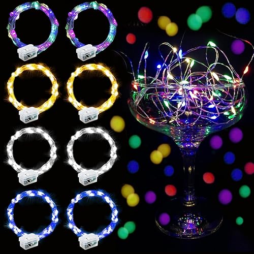 Miniatura 8 de chzk Paquete de 12 luces de hadas de 7 pies, 20 luces LED parpadeantes, funciona con pilas, luces impermeables de luciérnaga estrellada, luces en