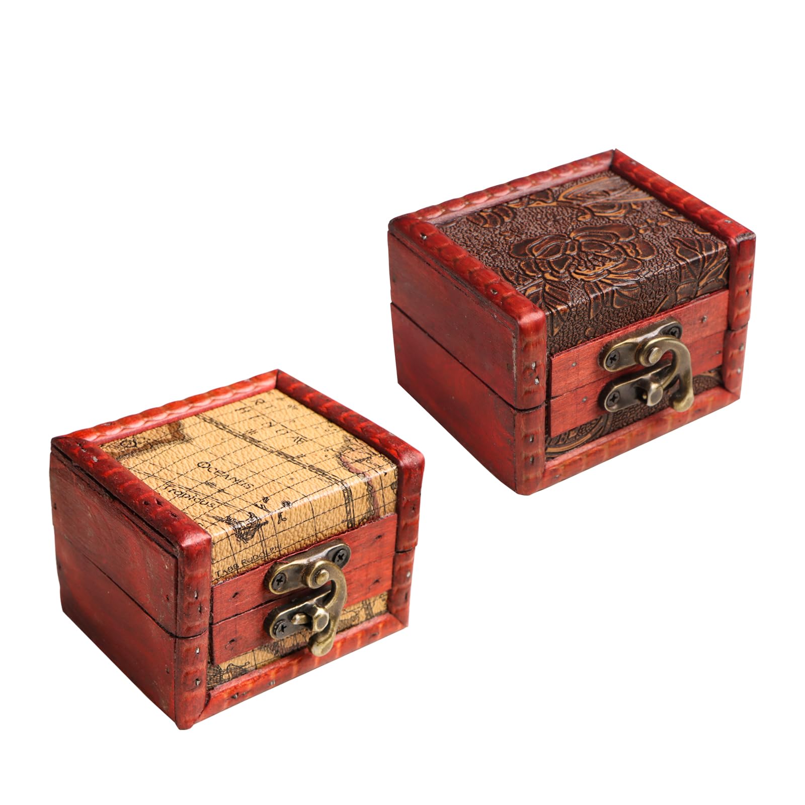 Qaixwuyi 2 Stück Mini Schatztruhe Vintage kleine Holzkiste M