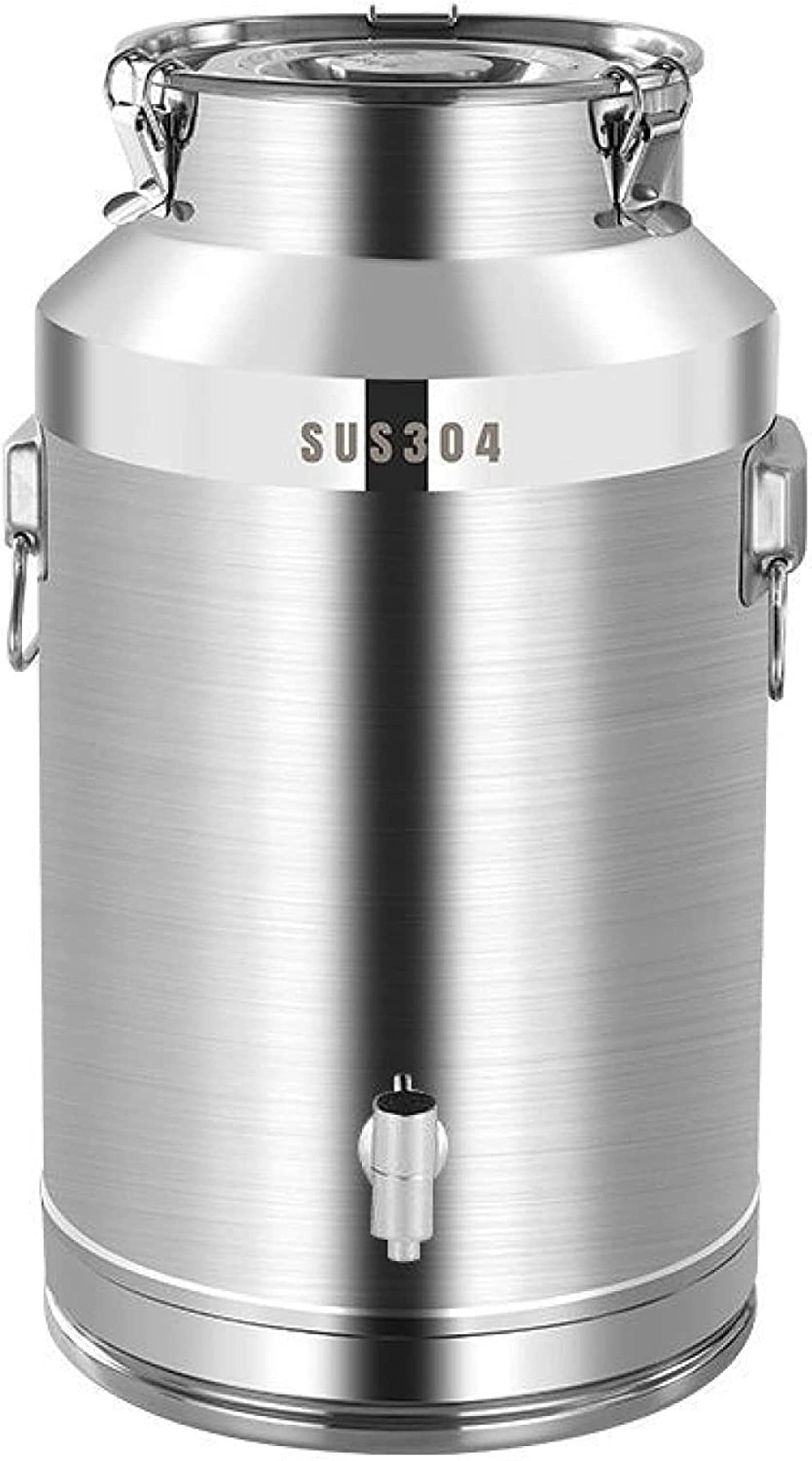 Barile fermentatore per latte in acciaio inossidabile - 15L/20L/28L/35L/42L/48L Lattine per trasporto e raccolta del latte Fusto per vino, birra, contenitore per liquidi/Argento/28L (Siliver 15