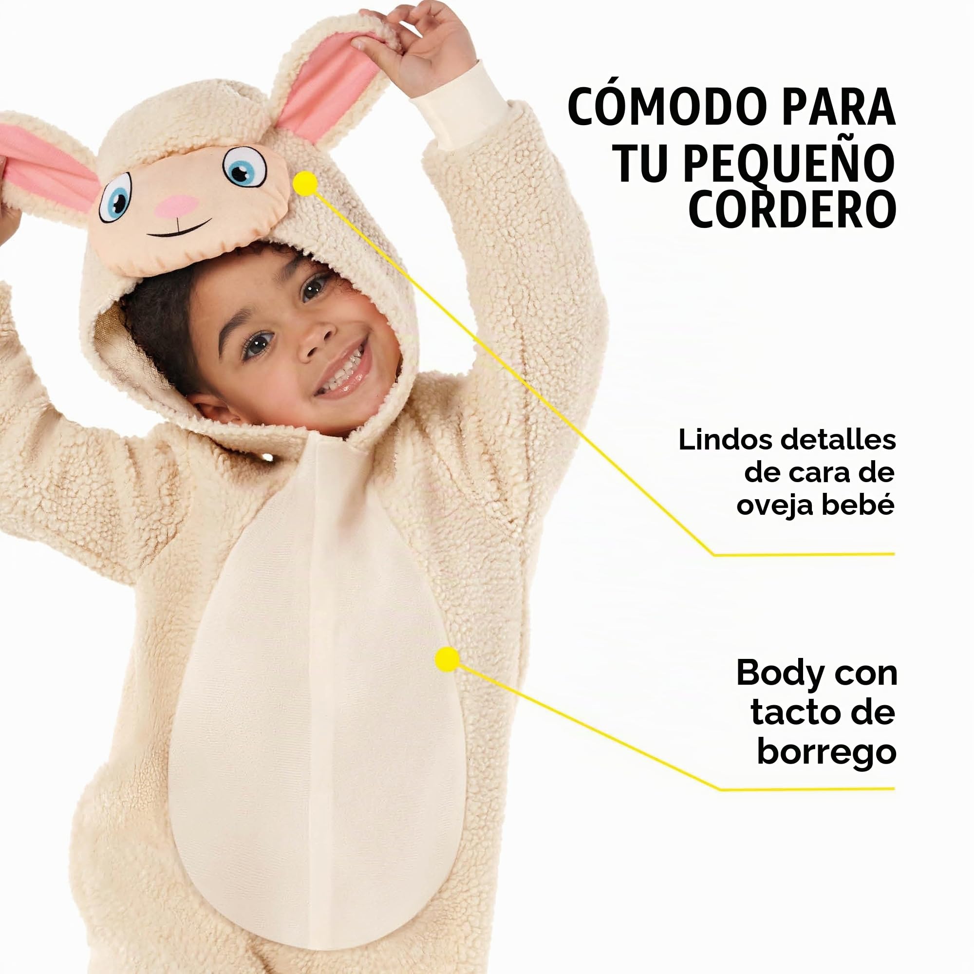 Morph Disfraz Oveja Niño, Disfraz de Cordero Halloween Niño
