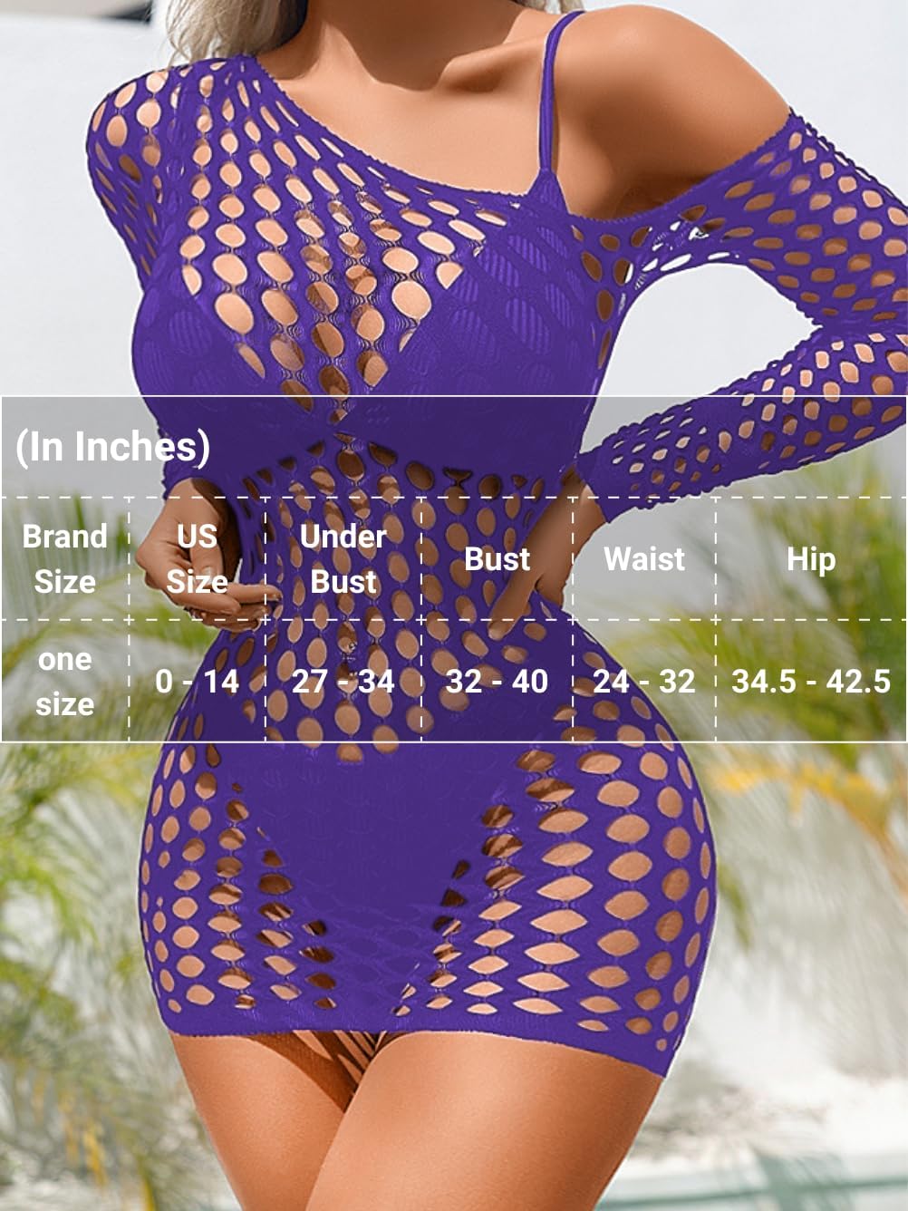 Kaei&Shi Sexy Cover Up, Hollow Out, Fishnet, Off One Shoulder Dress - Image 7