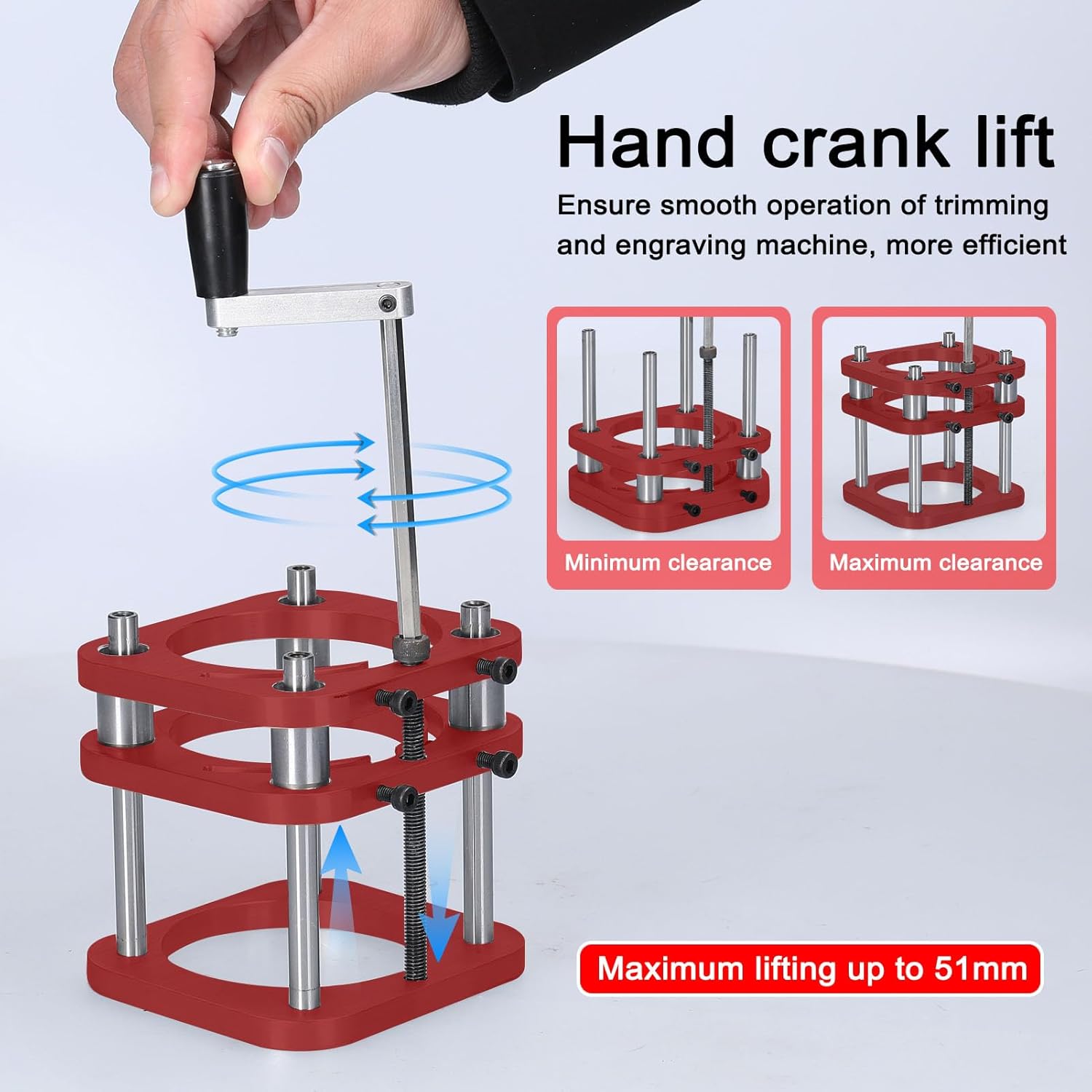 WALFRONT Router System Kit Manual Lifting Router Table Insert Base with 4 Mounting Holes and 2 Dust Collection Ports for Woodworking Machines 64 66mm