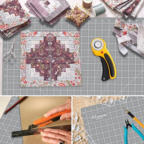 Miniatura 5 de HEADLEY TOOLS Tapete de corte autorreparable grueso de 18 x 24 pulgadas, tapete de costura de corte giratorio A2 para manualidades, tabla de cortar