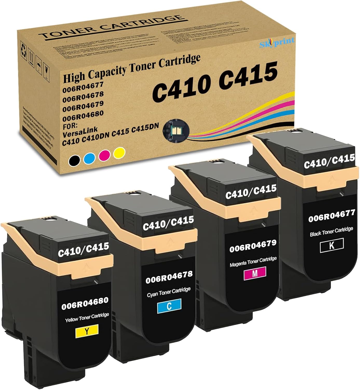 Versalink C415 C410 Toner Cartridge Compatible with Xerox 006R04677 006R04678006R04679 006R04680 use for Xerox Versalink C410 C410DN C415 C415DN Printer Ink Black Cyan Magenta Yellow