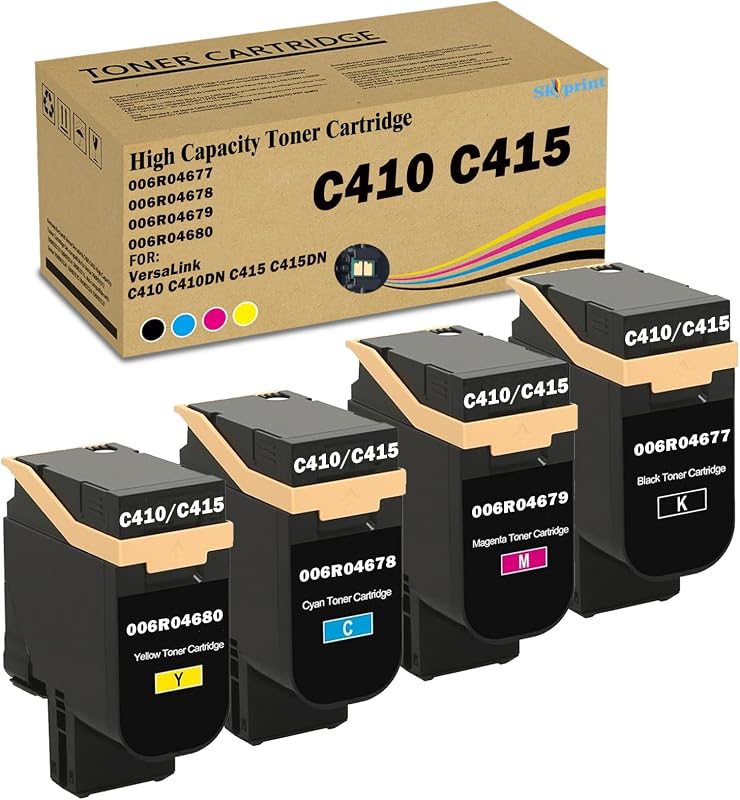 SkyPrint C415 C410 Toner Cartridge Compatible with Xerox 006R04677 006R04678006R04679 006R04680 use for Xerox Versalink C410 C410DN C415 C415DN Printer Ink Black Cyan Magenta Yellow