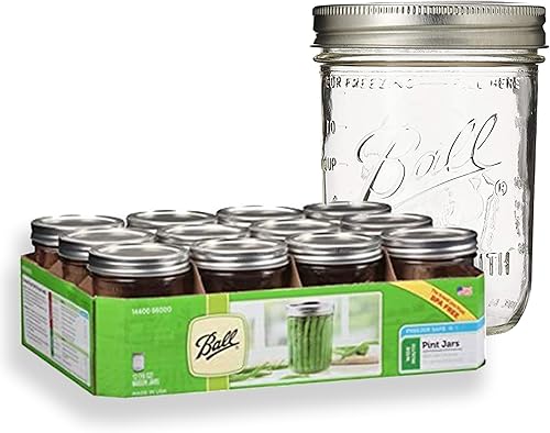 Tarros Mason de boca ancha, 12 frascos, tarros de conservas de 16 onzas con tapas, tarro de vidrio de almacenamiento con tapas herméticas y bandas,
