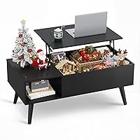 Vista 9 de WLIVE Mesa de Centro para Sala de Estar, Mesa de Centro Pequeña con Almacenamiento, Mesa Central de Comedor de Madera Moderna con Tapa Elevable