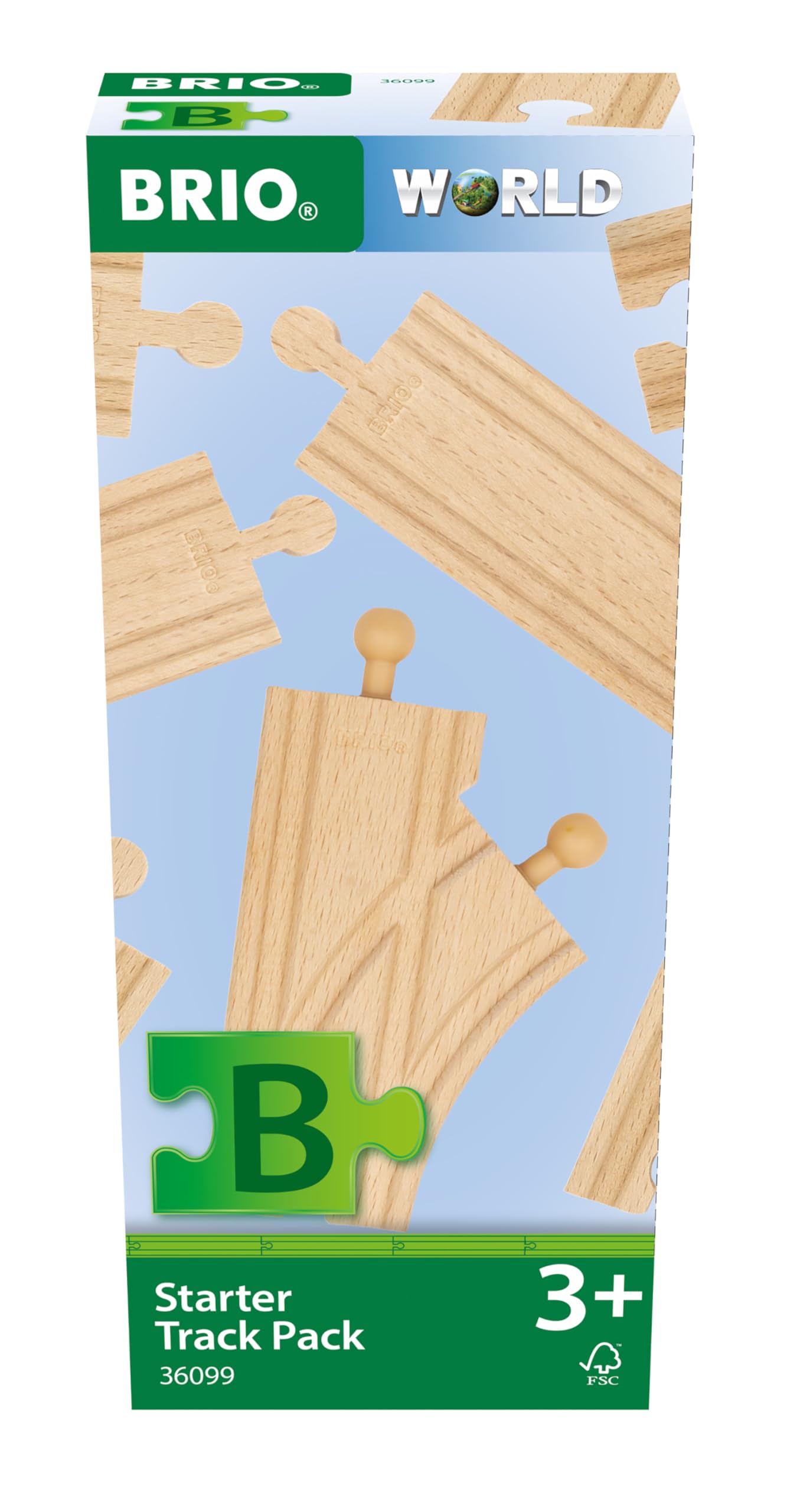 BRIO World — 36099 Rail Starter Assorment B | Set di guide in legno da 12 pezzi per bambini dai 3 anni in su