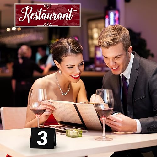 Miniatura 6 de Sintuff Números de mesa 1-25 números de mesa de acrílico negro, mesa numerada de doble cara, carpas de mesa de plástico, tarjetas de números para