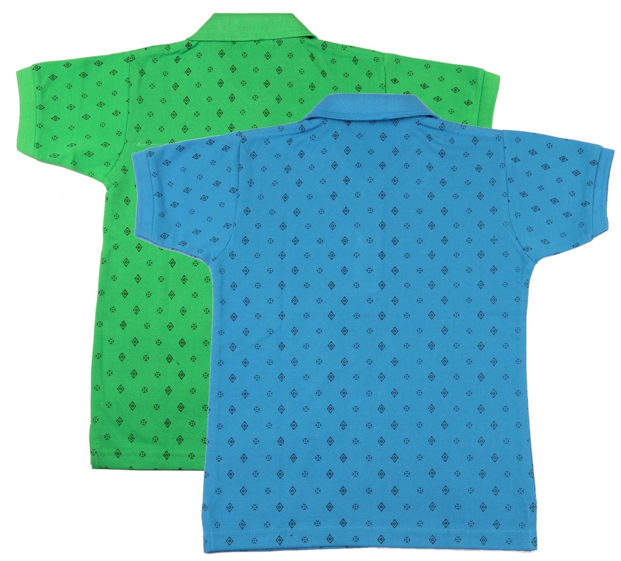 NeuVin Boys' Cotton Polo T-Shirts | Solid & Printed Designs | Regular Fit for Kids | Half Sleeve Tees for Casual Wear on Jeans, Lower, shorts (Pack of 2) Sky Blue, Green - Image 2 thumbnail