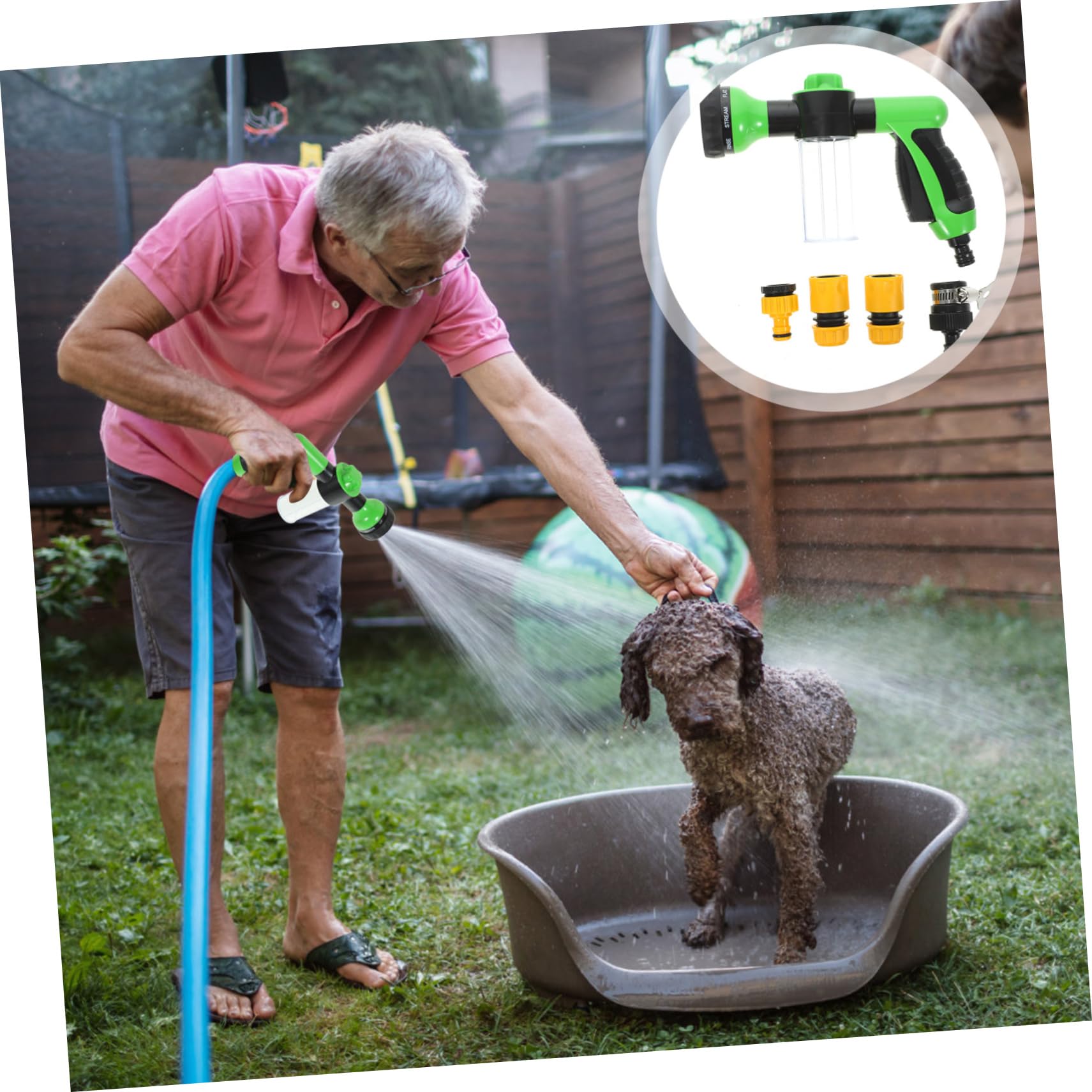 Toyvian 1Set Pet Bathing Tool Durable Hose Spray Nozzle for Dogs Includes Connectors for Easy Installation for Car Washing and Garden Use