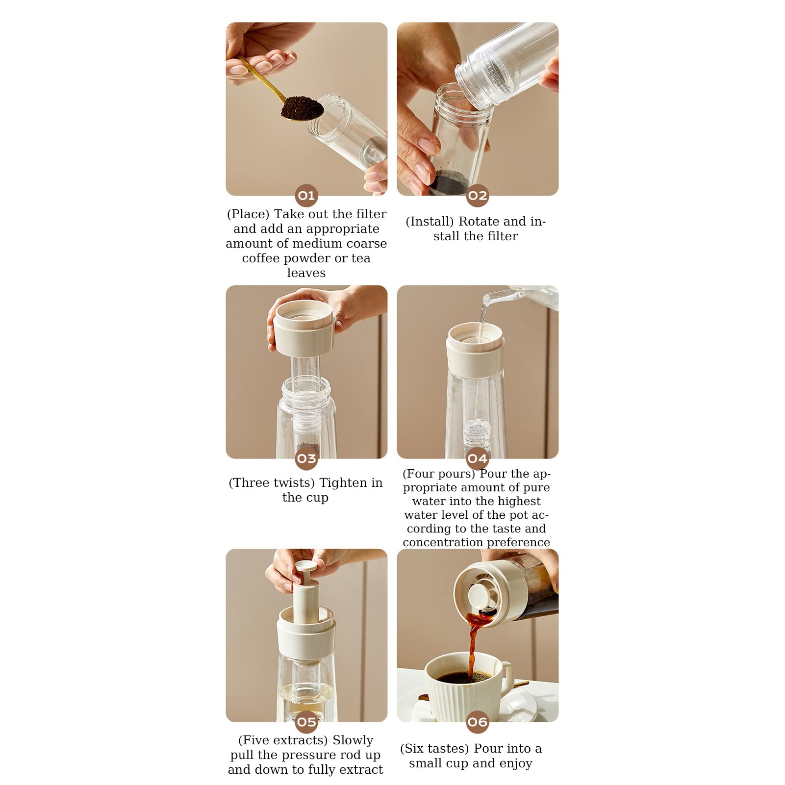Jarra Para Café Cold Brew | Jarra Infusora De Té Helado Tipo Prensa | Máquina Multiusos Para Bebidas Con Ancha Para Picnics Cafeterías Y Excursiones De Camping