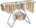 Séchoir à vêtements SONGMICS, support à linge, séchoir intérieur autoportant, 21,7 x 58,3 x 39,4 pouces, argent et blanc ULLR052W01