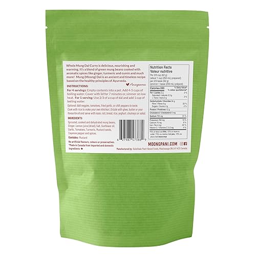 Miniatura 2 de Curry entero MUNG DAL | Hecho con mungo verde entero cocido, especiado y deshidratado | Vegano | Sin gluten, sin soja | Todo natural | Listo en 7