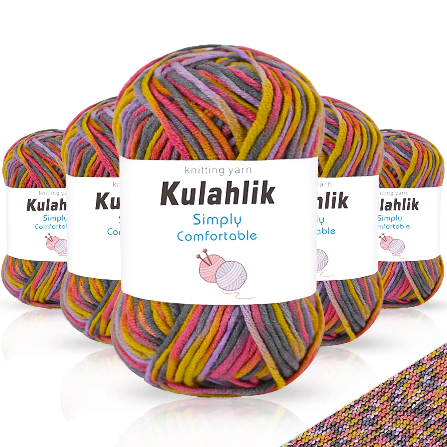 250g(5x50g) Acrylic Yarn for Crochet/Knitting, Colorful Gradient Yarn Thread, 5 Rolls Skeins, Perfect for Any Knitting Crochet and Crafts Mini Project — view 93