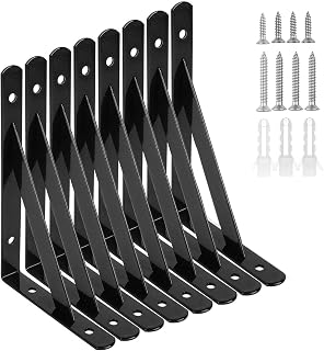 CYH Black Shelf Brackets - 8 Pack Triangle Shelving Brackets - Right Angle Heavy Duty Shelf Brackets - Wall Mounted Shelf Supports - 6 Inch