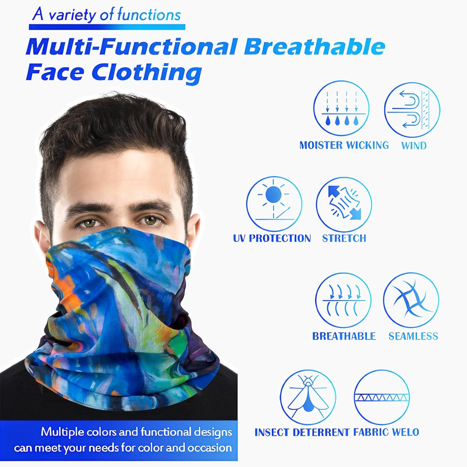 Breathable Neck Gaiter Face Scarf Mask for Men Women Hiking, Cycling, Sports, Fishing, Sun UV Protection Bandana - Image 4