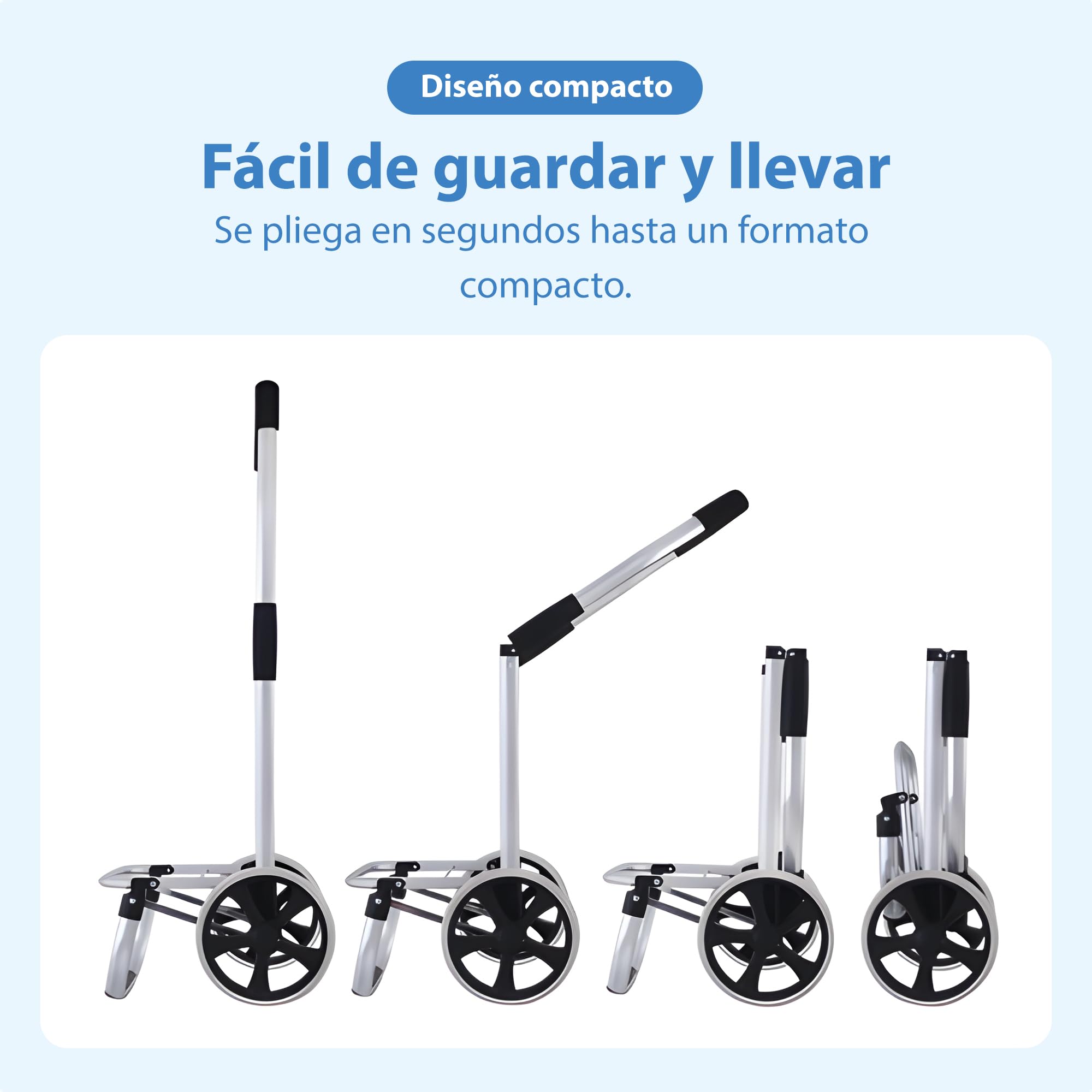 Safe Age Carro de la Compra con Ruedas 45 L - Plegable con Compartimento Refrigerador y Sistema de Acople para Carrito de Supermercado