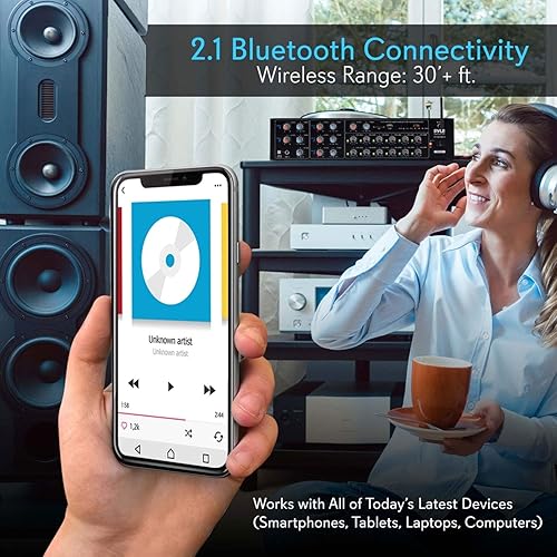 Miniatura 8 de Pyle Amplificador de potencia de 12 canales con Bluetooth inalámbrico, amplificador de montaje en rack de potencia máxima de 600 W con mezclador de